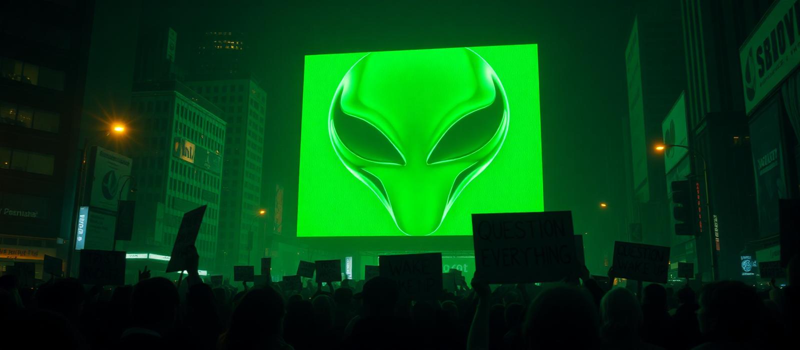 Crowd at an alien resistance rally